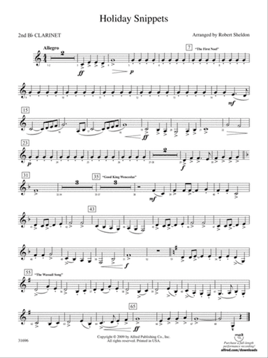Holiday Snippets: 2nd B-flat Clarinet