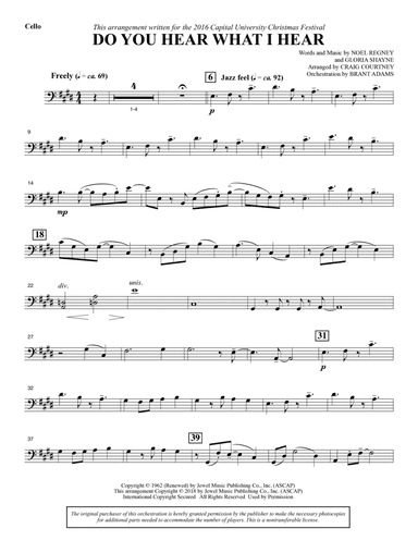 Do You Hear What I Hear (arr. Craig Courtney) - Cello