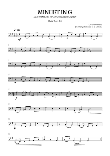 Petzold (Bach) Minuet in G BWV Anh 114 | bassoon solo