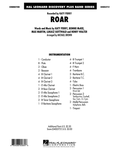 Roar - Conductor Score (Full Score)