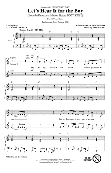 Let's Hear It For The Boy (from Footloose) (arr. Alan Billingsley)