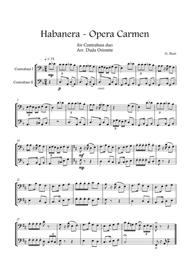 Carmen HABANERA - Bizet ( contrabass DUO) Student