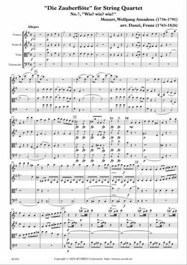 "Die Zauberflöte" for String Quartet, No.7, "Wie? wie? wie?"