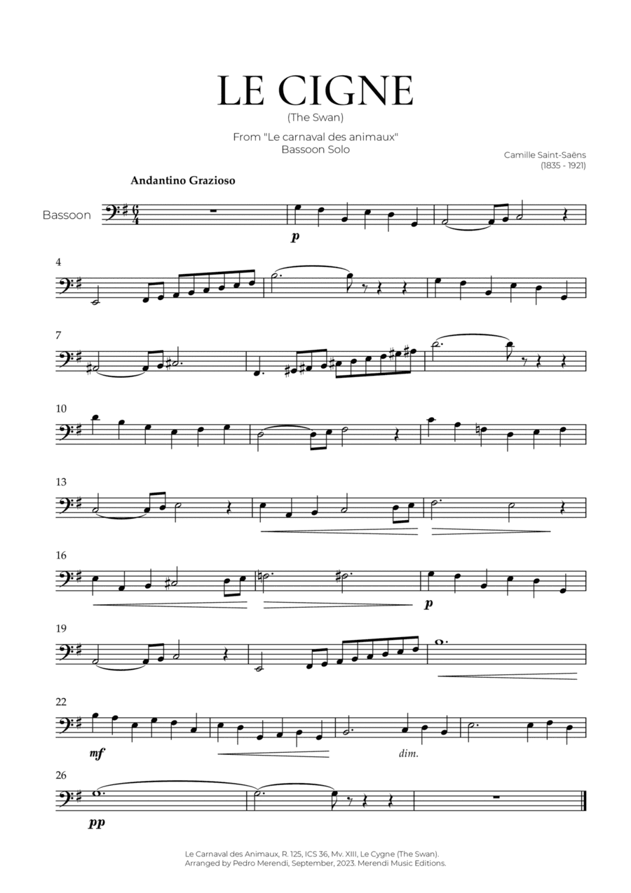 The Swan (Bassoon Solo) - Saint Saens