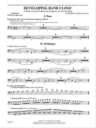 Developing Band Clinic (A Warm-Up and Fundamental Sequence for Concert Band): WP E-flat Tuba B.C.