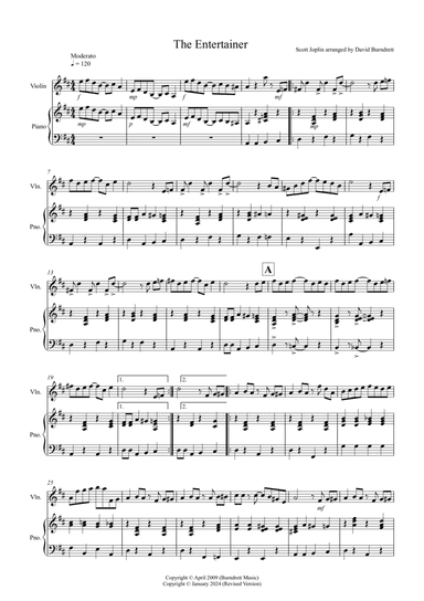 The Entertainer for Violin and Piano