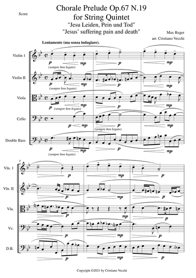 Chorale Prelude Op.67 N.19 for String Quintet