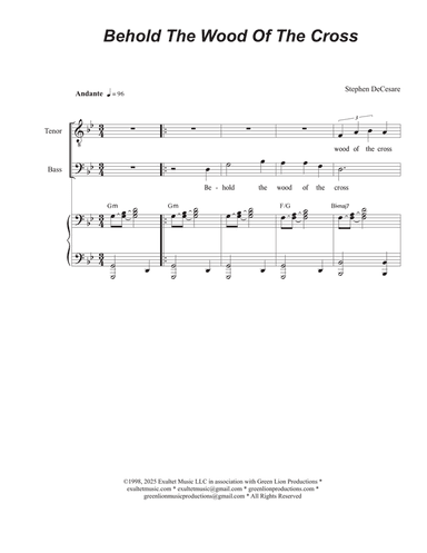 Behold The Wood Of The Cross (Duet for Tenor and Bass Solo)