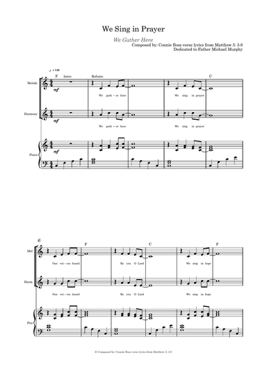 We Sing in Prayer - Duet/Trio and Piano