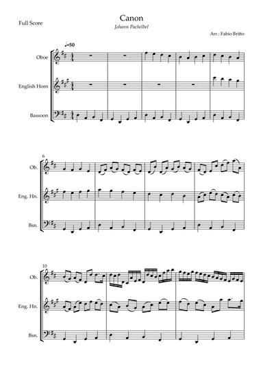 Canon - Johann Pachelbel (Wedding/Reduced Version) for Woodwind Trio