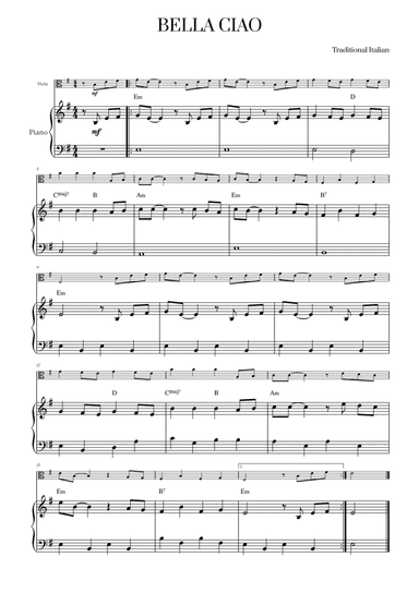Bella Ciao for Viola and Piano