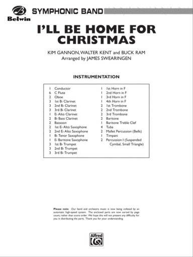 I'll Be Home for Christmas: Score
