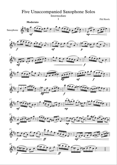 Five Unaccompanied Saxophone Solos - Intermediate