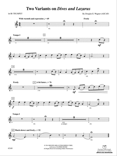 Two Variants on "Dives and Lazarus": 1st B-flat Trumpet