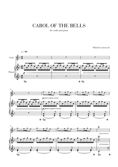Carol of The Bells - Violin and Piano