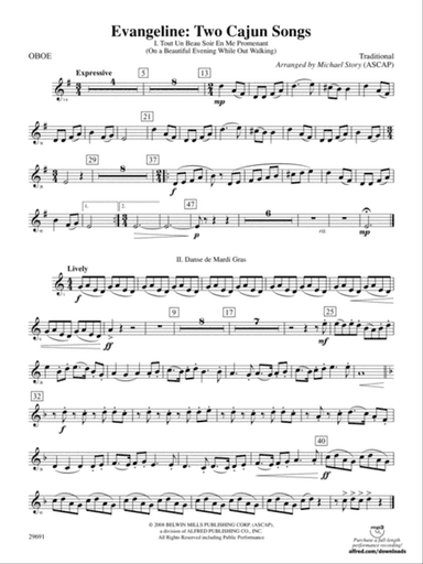 Evangeline: Two Cajun Songs: Oboe