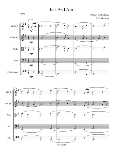 Just As I Am (String Orchestra or Quintet)