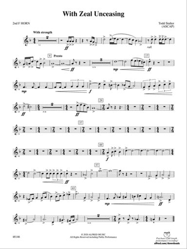 With Zeal Unceasing: 2nd F Horn