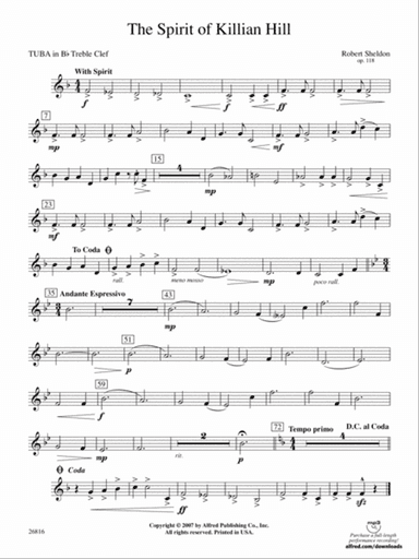 The Spirit of Killian Hill: (wp) B-flat Tuba T.C.