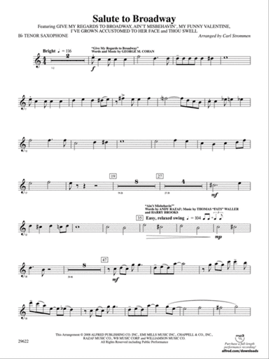 Salute to Broadway: B-flat Tenor Saxophone