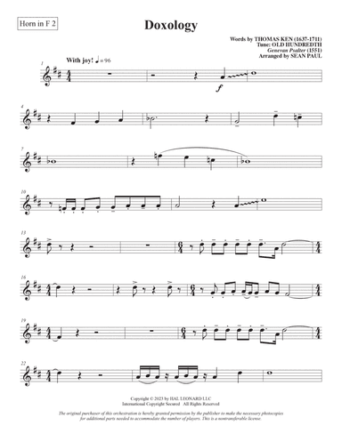 Doxology (arr. Sean Paul) - F Horn 2