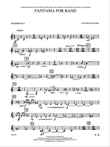 Fantasia for Band: 4th F Horn