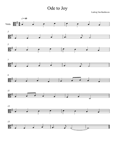 Beethoven - Ode to Joy (Viola Solo) Very Easy Version
