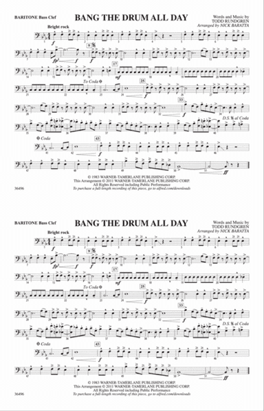 Bang the Drum All Day: Baritone B.C.