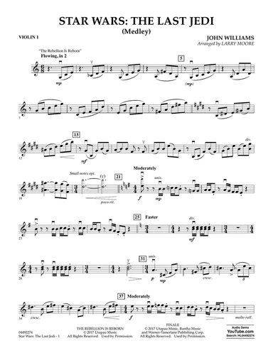 Star Wars: The Last Jedi (Medley) (Arr. Larry Moore) - Violin 1