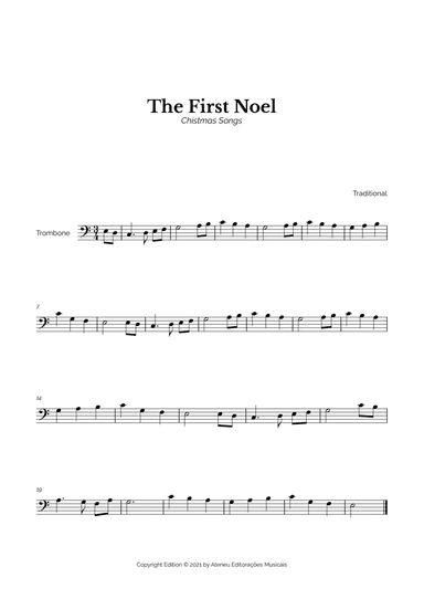 The First Noel for Easy Trombone Solo