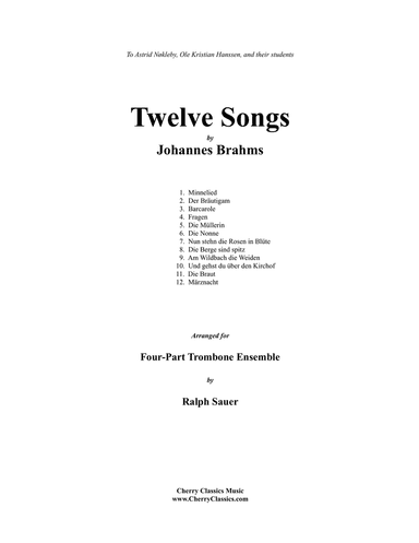 Twelve Songs, Op. 44 for 4-part Trombone Ensemble