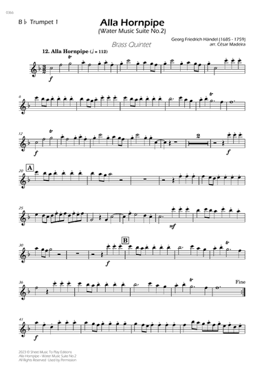 Alla Hornpipe by Handel - Brass Quintet (Individual Parts)