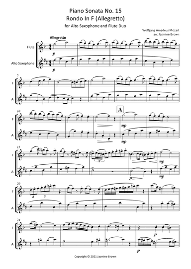 Rondo In F - Flute and Alto Saxophone Duet