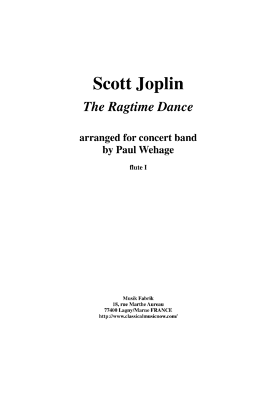 Scott Joplin: The Ragtime Dance, arranged for concert band by Paul Wehage: flute 1 part