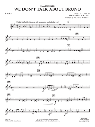We Don't Talk About Bruno (from Encanto) (arr. Michael Sweeney) - F Horn