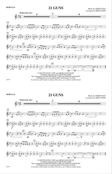 21 Guns: 1st F Horn