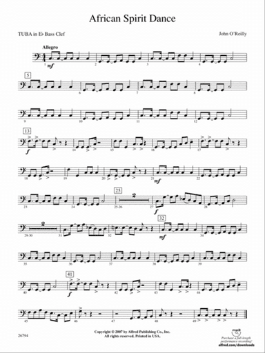 African Spirit Dance: (wp) E-flat Tuba B.C.