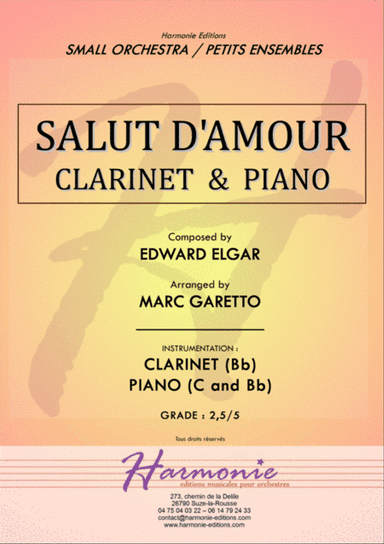 Salut d'Amour - LiebesGruss - EDWARD ELGAR - CLARINET and PIANO - Arrangement by Marc GARETTO