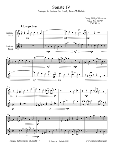 Telemann: Sonata Op. 2 No. 4 for Baritone Sax Duo