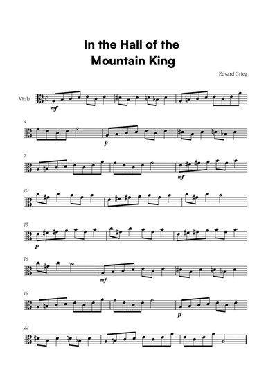Edvard Grieg - In the Hall of the Mountain King (for Viola Solo)