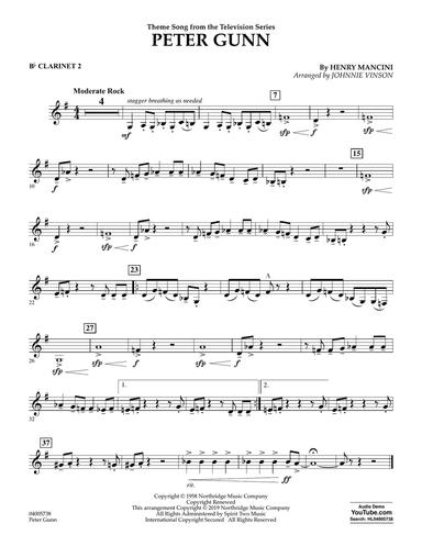 Peter Gunn (arr. Johnnie Vinson) - Bb Clarinet 2