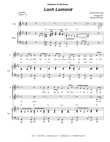 Loch Lomond (Duet for Soprano and Alto solo)