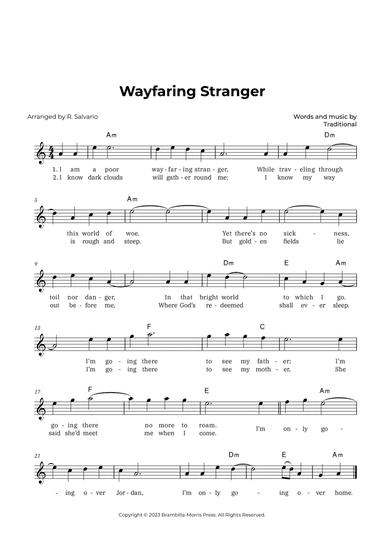 Wayfaring Stranger (Key of A Minor)