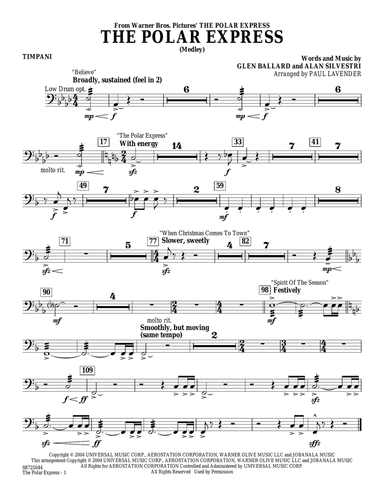The Polar Express (Medley) (arr. Paul Lavender) - Timpani