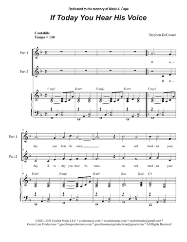 If Today You Hear His Voice (2-part choir)