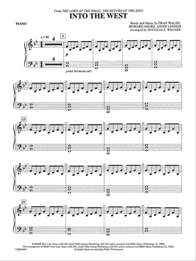 Into the West (from The Lord of the Rings: The Return of the King): Piano Accompaniment