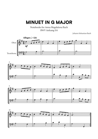 Minuet in G Major (BWV Anh. 114) (for Oboe and Trombone)