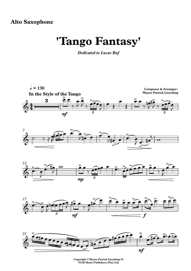 'Tango Fantasy' Alto Sax Part