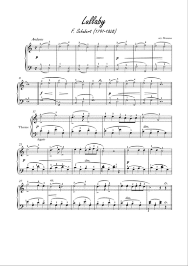 Melodie by Schubert for easy piano