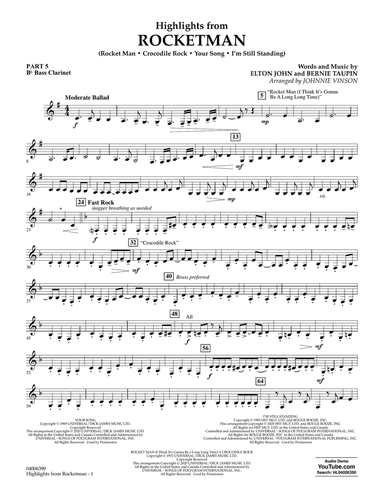 Highlights from Rocketman (arr. Johnnie Vinson) - Pt.5 - Bb Bass Clarinet
